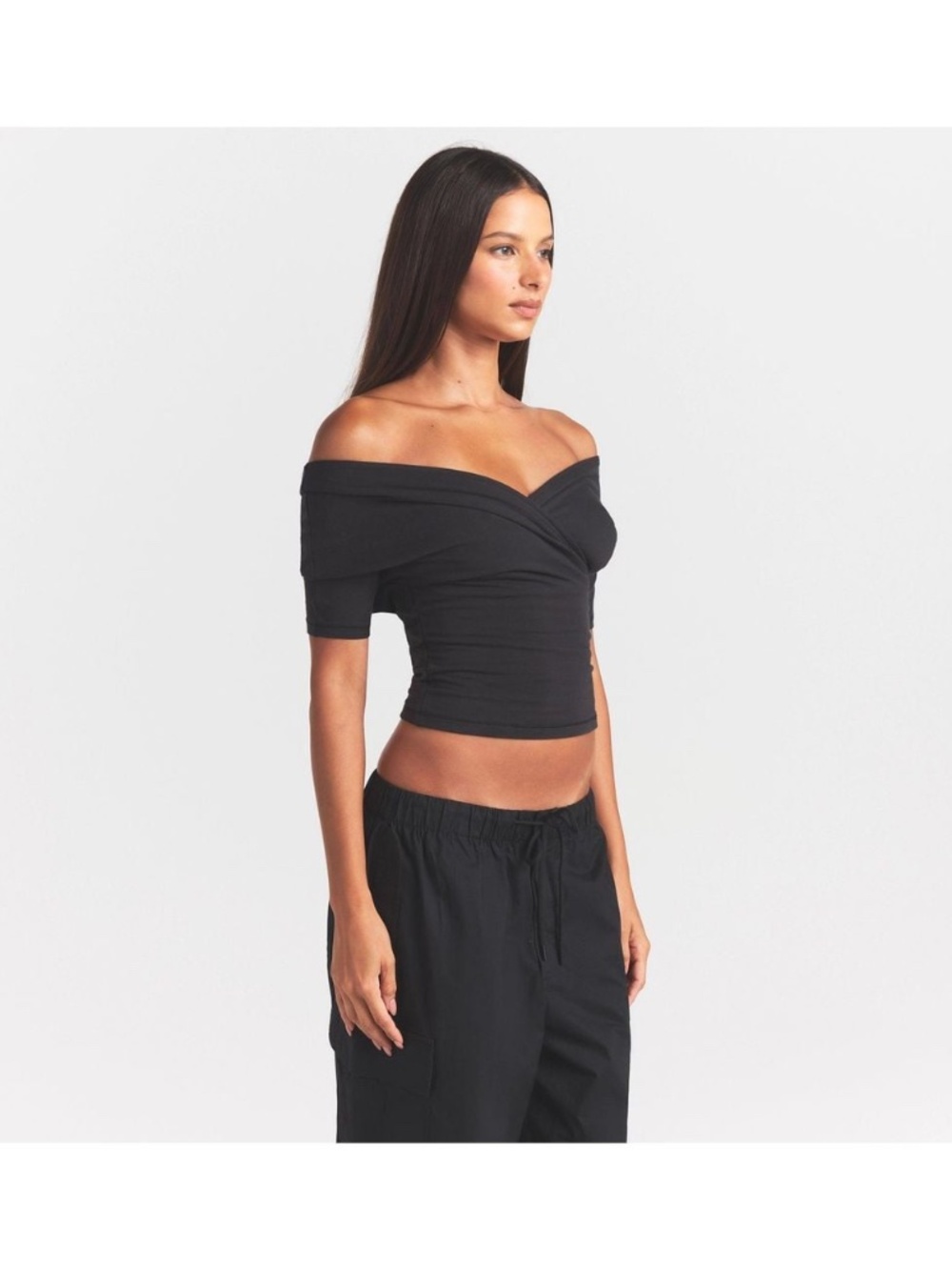 Skims black off the shoulder top, XL